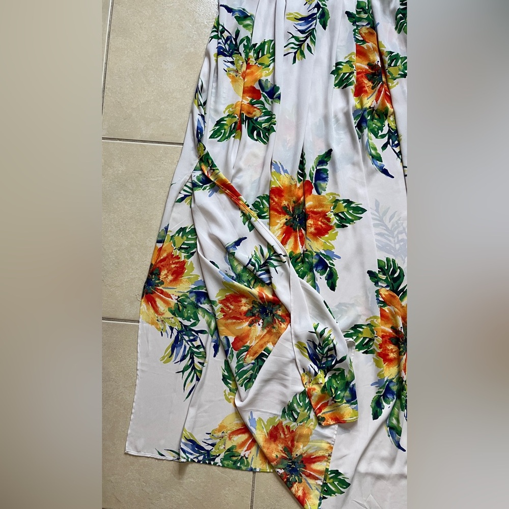 ARK & CO FULL LENGTH SPAGHETTI STRAP MULTI-FLORAL PRINT MAXI DRESS SIZE, L Beach - Picture 5 of 16
